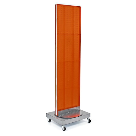 Azar Displays Two-Sided Pegboard Floor Display on Revolving Wheeled Base. Spinner Rack Stand. 700253-ORG